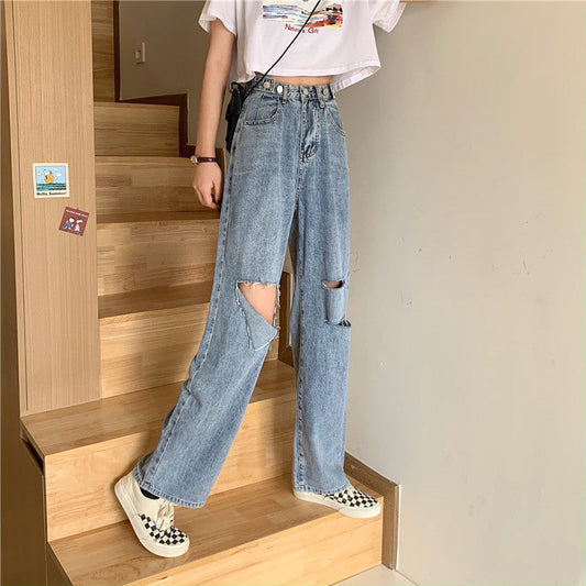 ダメージストレートデニムパンツ S2790