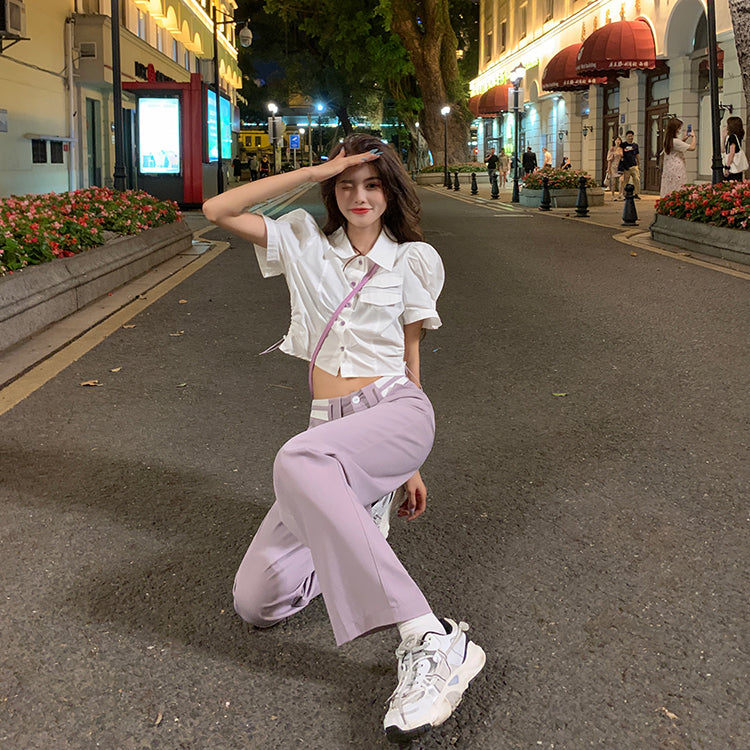 ウエストデザインのワイドパンツ♡ゆったり可愛い S2744