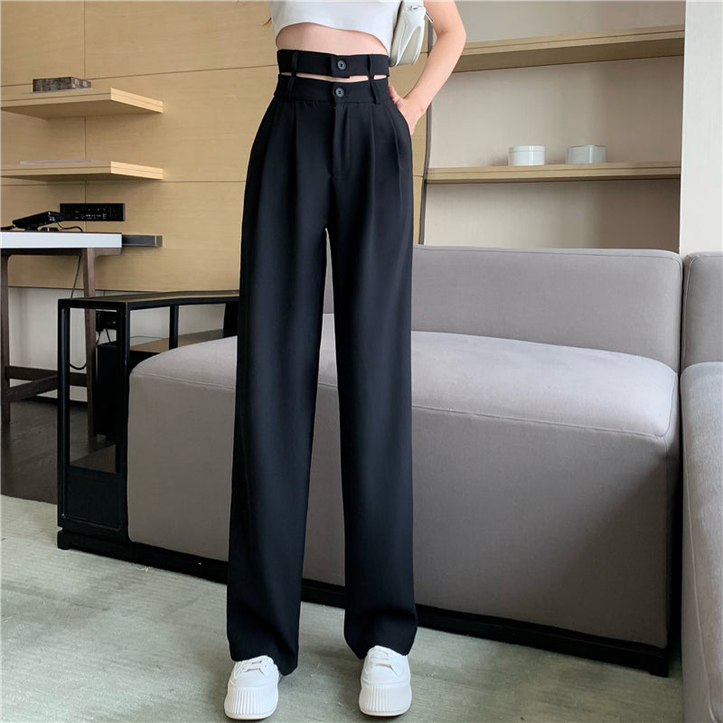 ウエストデザインストレートパンツ♡大人可愛いシルエット S2690