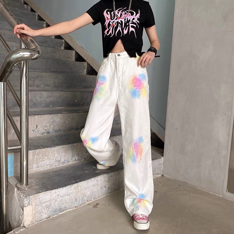 ペイントデニム ストレートパンツ♡美脚効果でカジュアルに S2644
