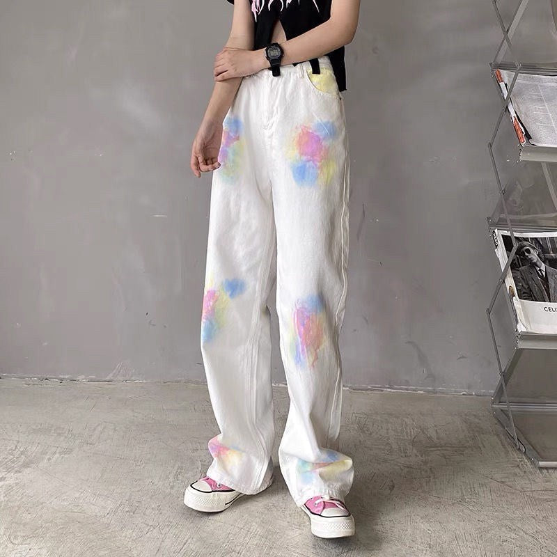 ペイントデニム ストレートパンツ♡美脚効果でカジュアルに S2644