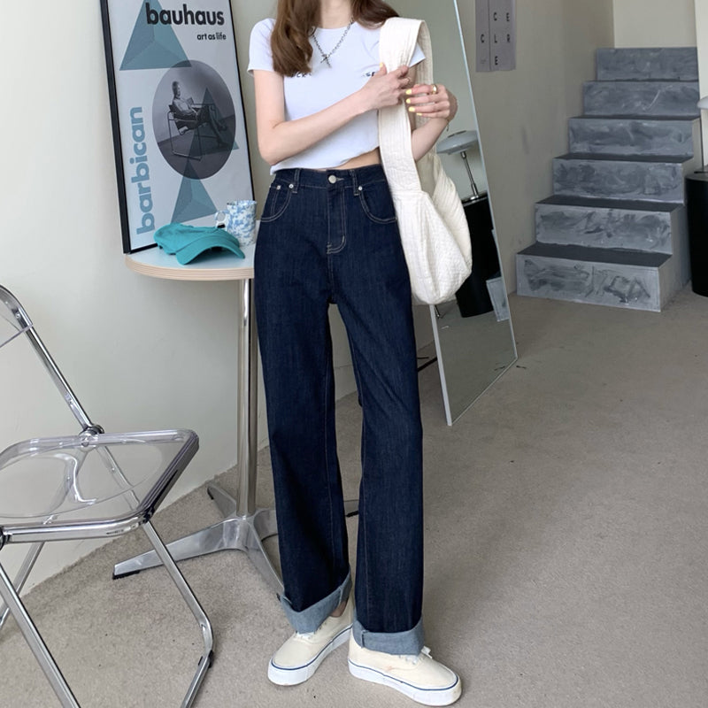 ストレートデニムパンツ シンプルで着回し抜群 S2602