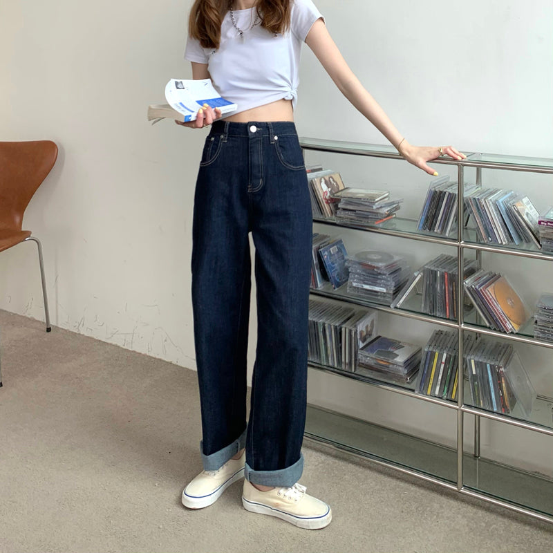 ストレートデニムパンツ シンプルで着回し抜群 S2602