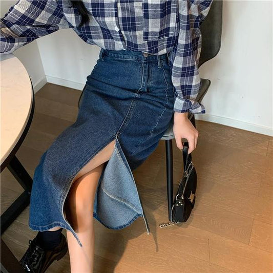 デニムスカート スリットデザインで大人可愛い S2844