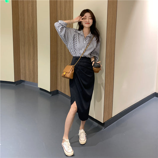 イレヘムロングスカート 大胆スリットで小柄さんもすっきり S2655