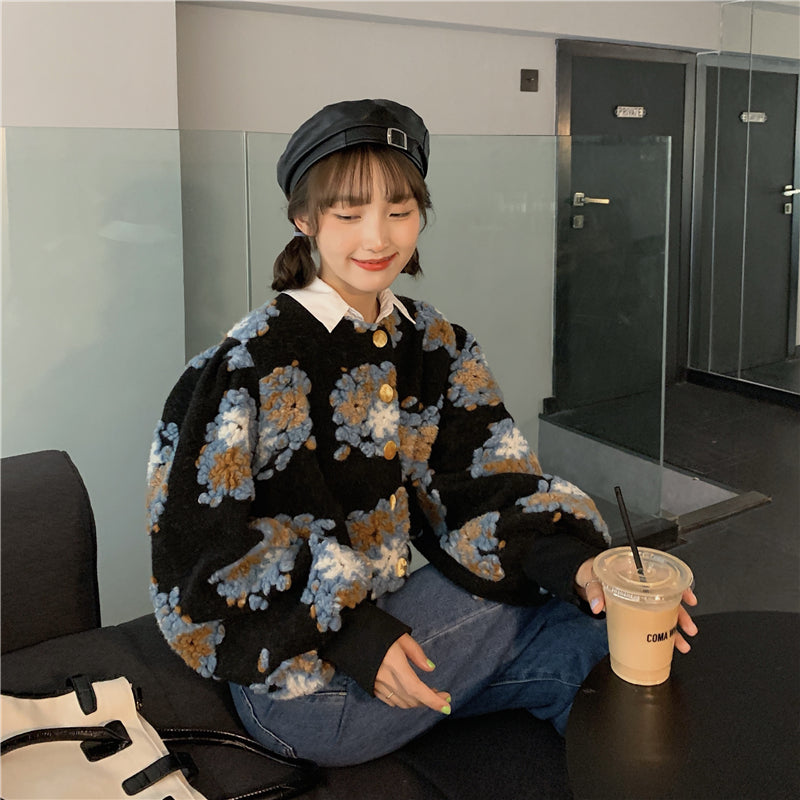 ヴィンテージ風ショートコート♡花柄ジャガードで大人可愛い S2580