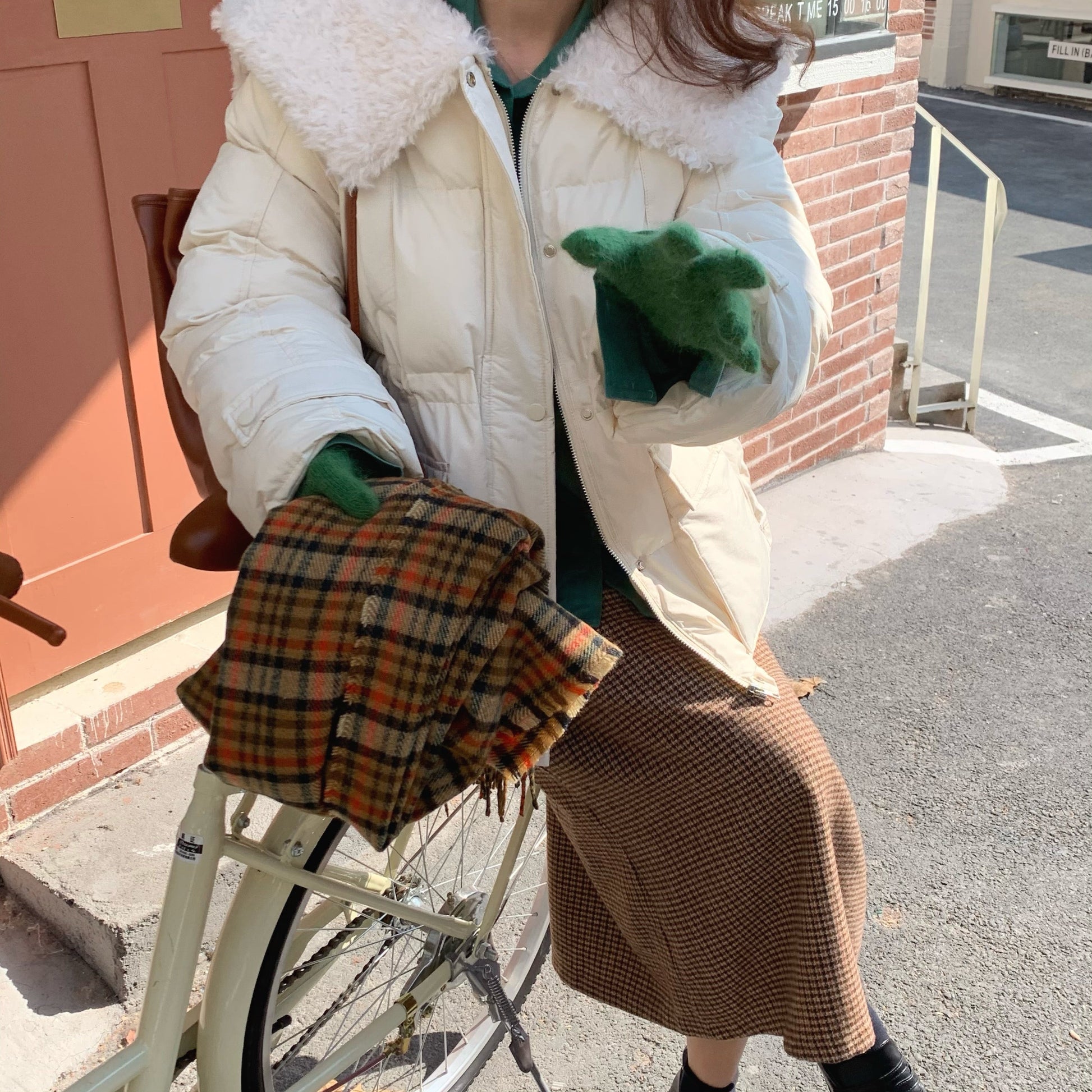 ボアカラーふわふわダウンジャケット S1043