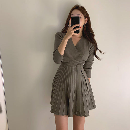 カシュクールニットワンピース♡大人可愛いワンピ S1152