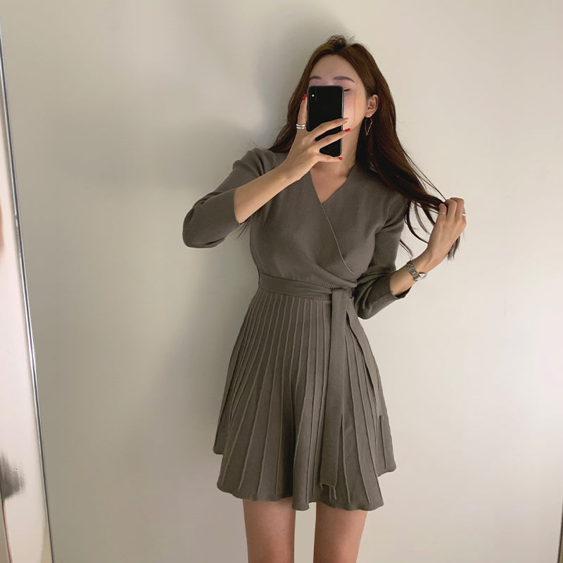 カシュクールニットワンピース♡大人可愛いワンピ S1152