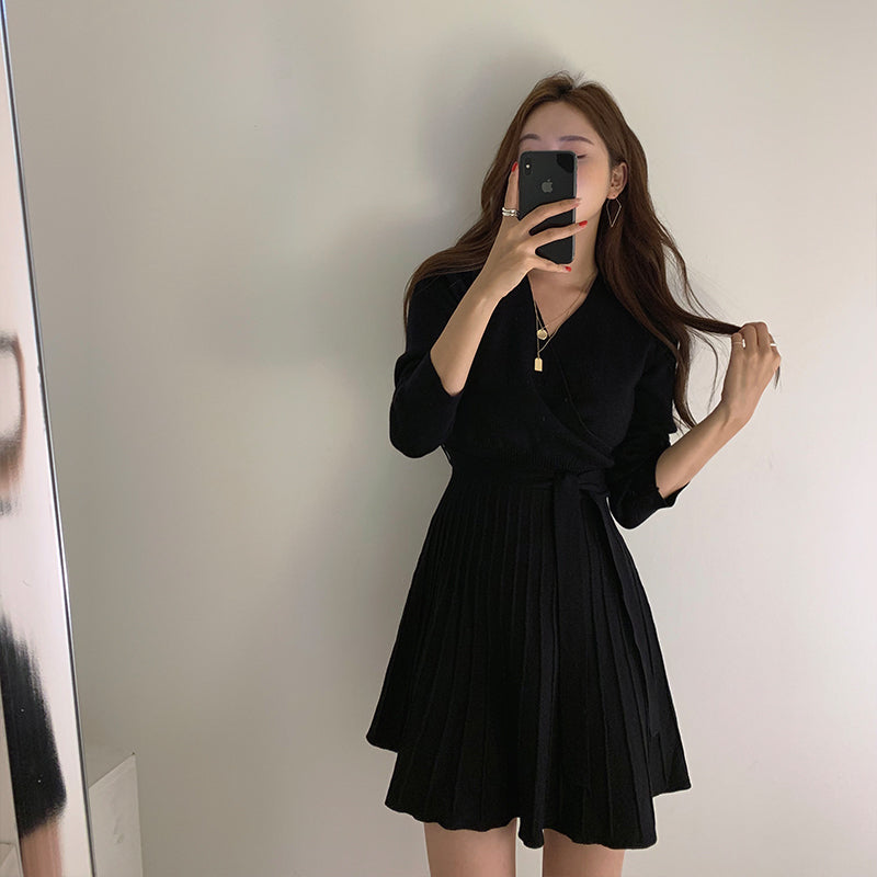 カシュクールニットワンピース♡大人可愛いワンピ S1152