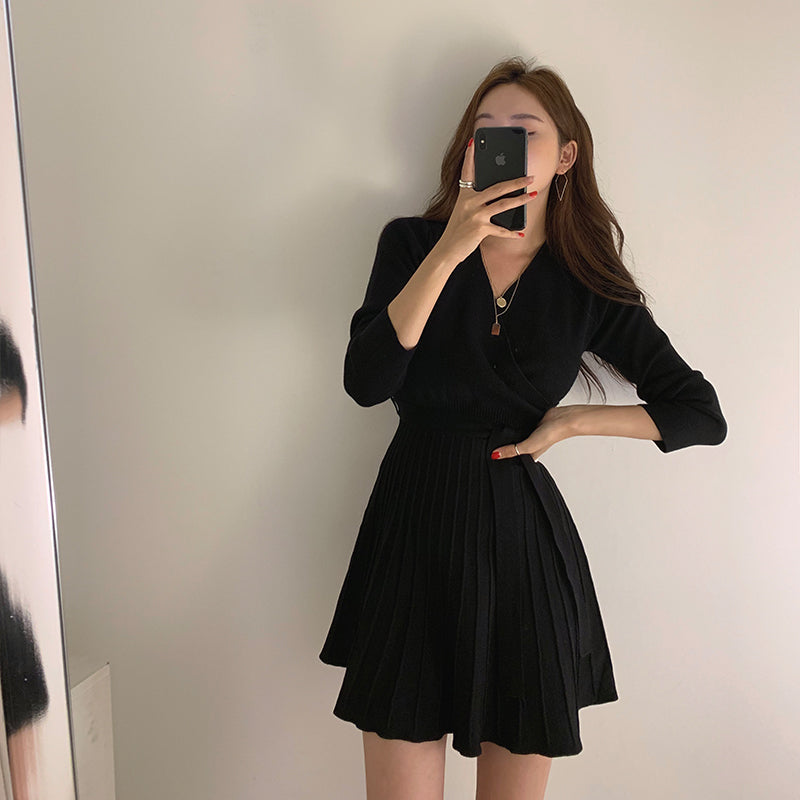 カシュクールニットワンピース♡大人可愛いワンピ S1152