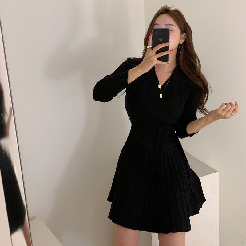 カシュクールニットワンピース♡大人可愛いワンピ S1152