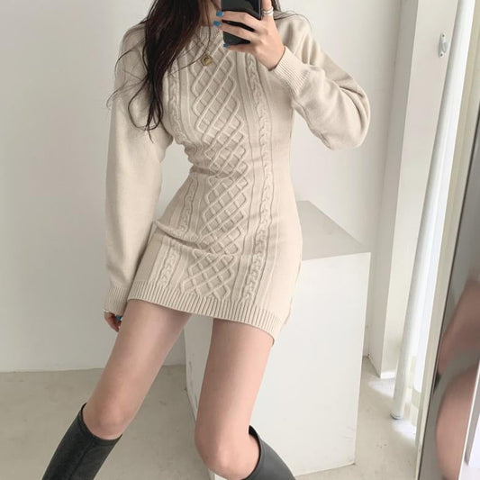 バックオープン セクシー ニットワンピース S1080