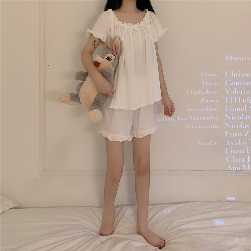 フリルカラー半袖ルームウェア S2711
