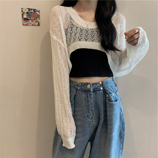 カキ編みクロップニット♡ゆるふわ可愛いワンピース S1192