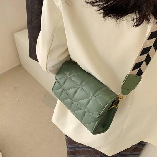 キャンバスベルトキルトミニバッグ♡オシャレ斜めキルト S2675