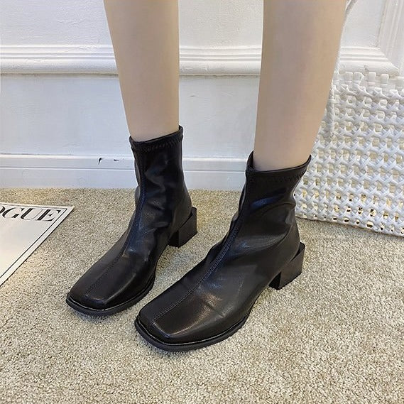 シンプルスクエアブーツ♡ワイドトゥでトレンド S2571