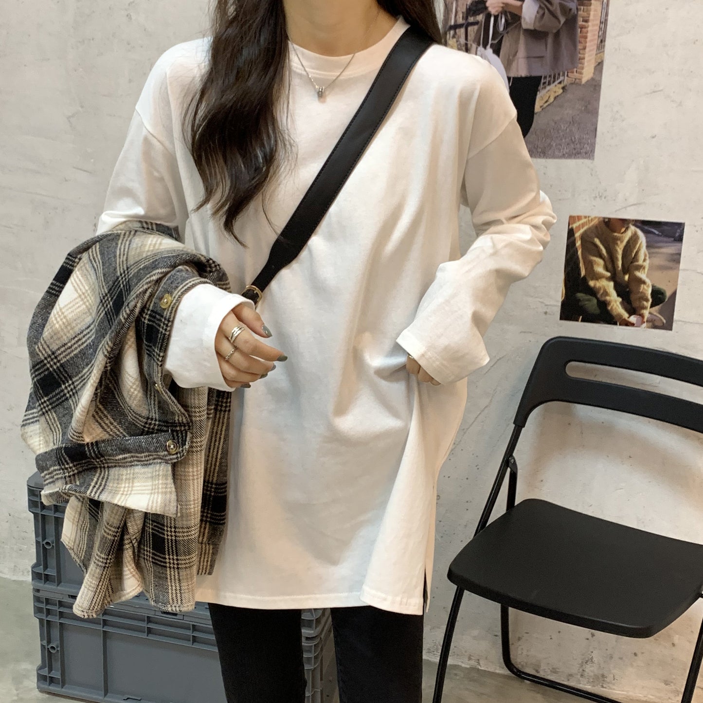 シンプルベーシックTシャツ 長袖プルオーバー S1958