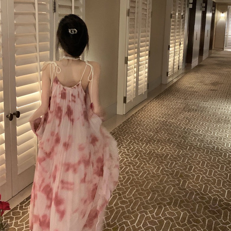 ストラップ柄キャミワンピース♪夏のリゾートにぴったり S1562
