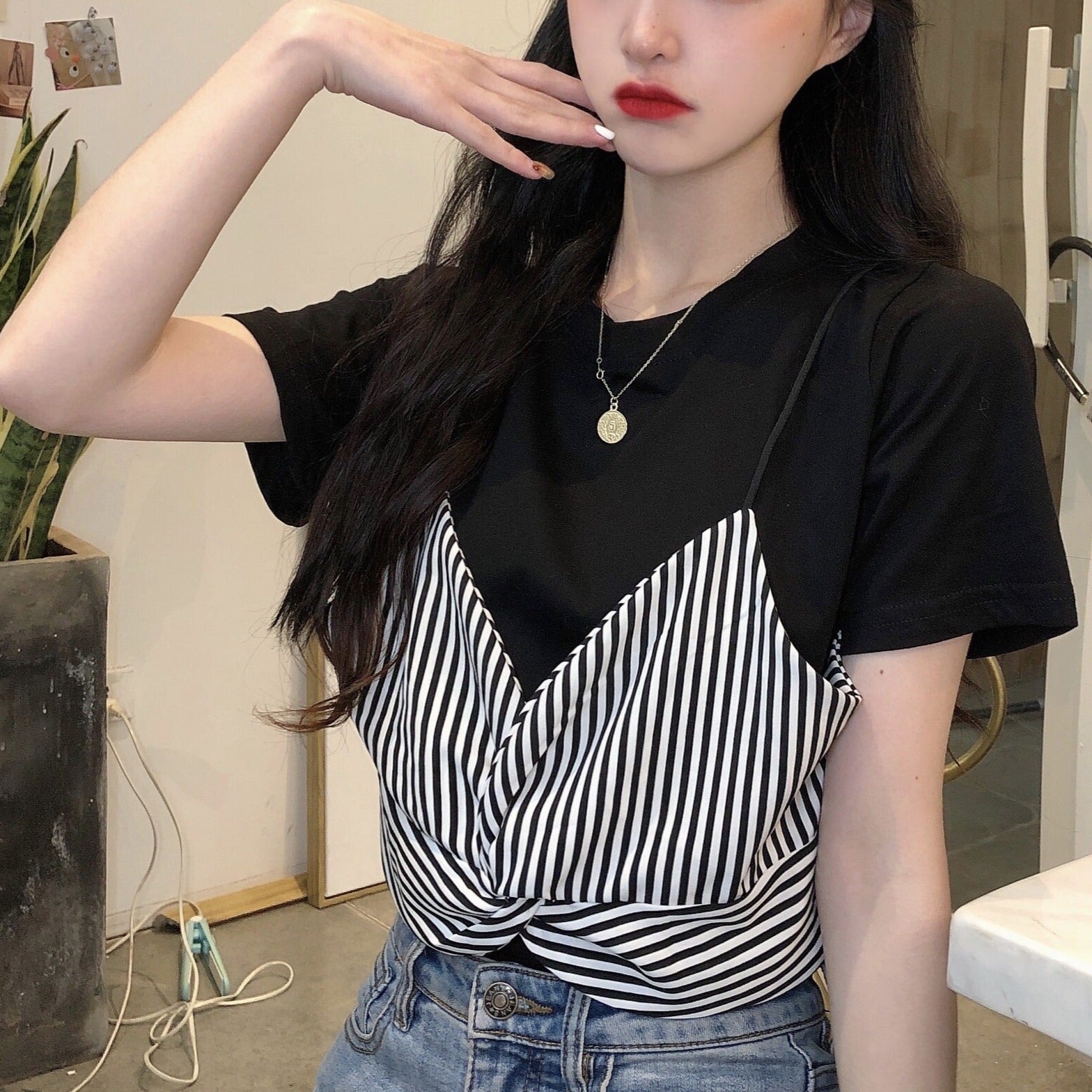フェイクツーピースTシャツ♡ゆるふわ着こなし S1498