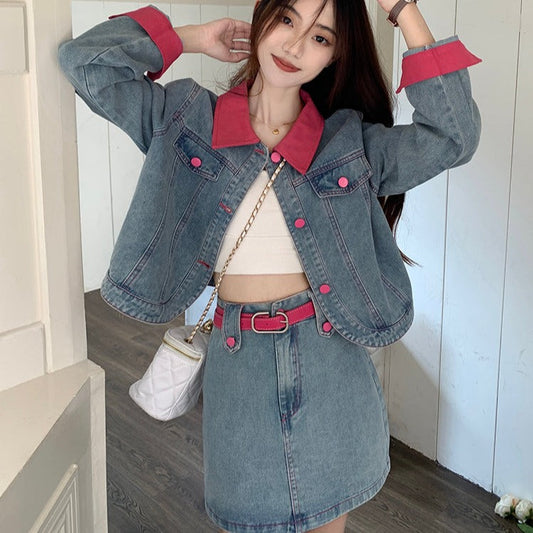 ポロ襟デニムセットアップ♡大人可愛い着こなし S1909