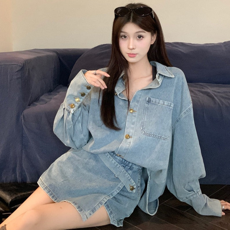 アシメデニムのクロップドセットアップ♡ S1204
