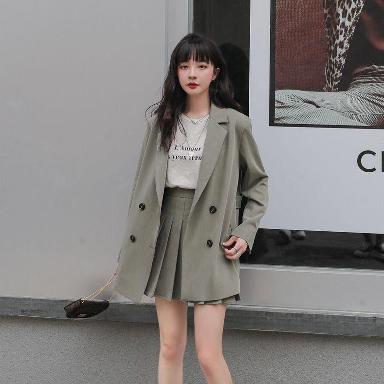 プリーツスカート＆ジャケットのこなれセットアップ♡ S2569