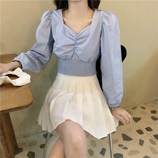 ロングバブルスリーブミニトップス♡ふんわり袖で大人可愛い S2775