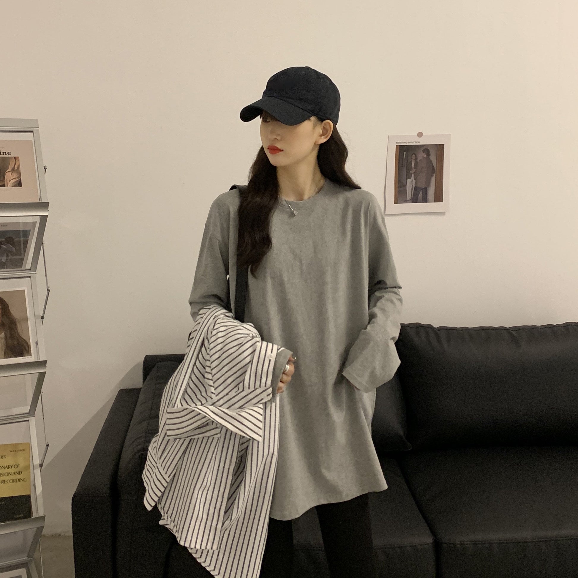 シンプルベーシックTシャツ 長袖プルオーバー S1958