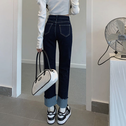 裾ロールアップストレートデニム♡ S1963