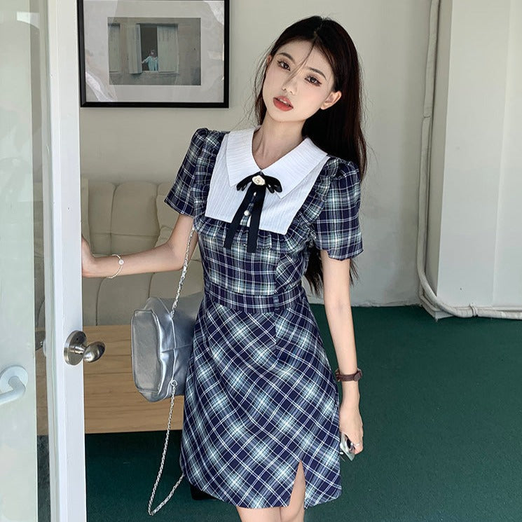 半袖チェックワンピース 2タイプで大人可愛い♡ S1318