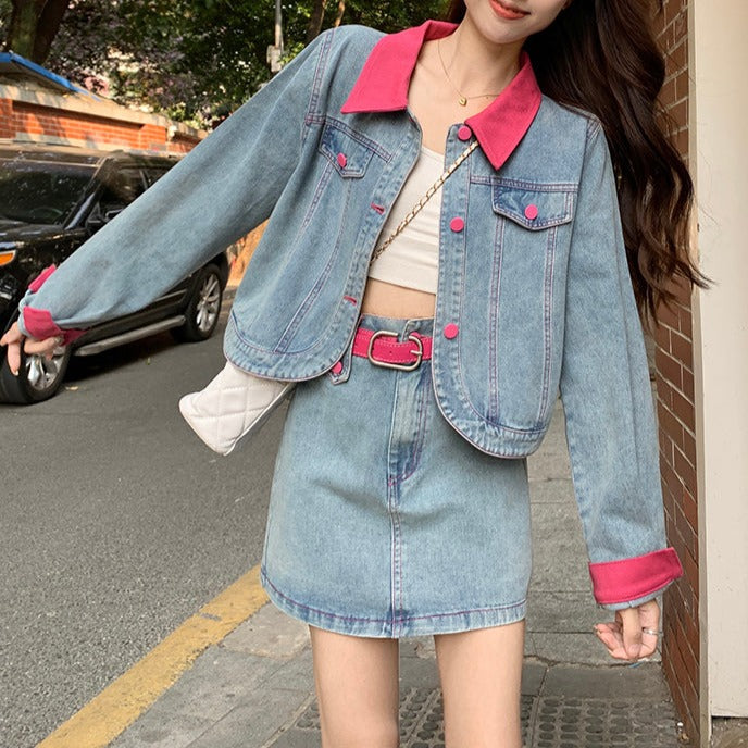 ポロ襟デニムセットアップ♡大人可愛い着こなし S1909