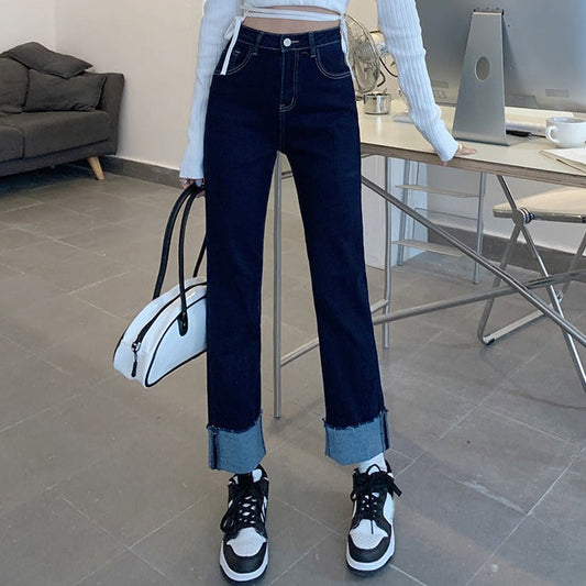 裾ロールアップストレートデニム♡ S1963