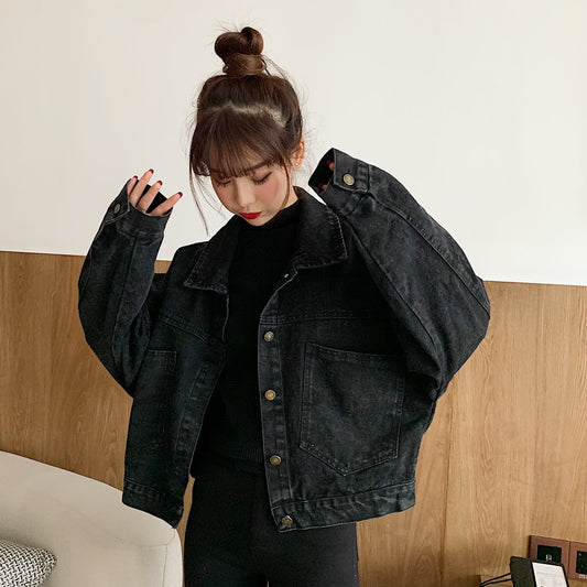 ブラックデニムジャケット♡ショート丈でスタイアップ S1902