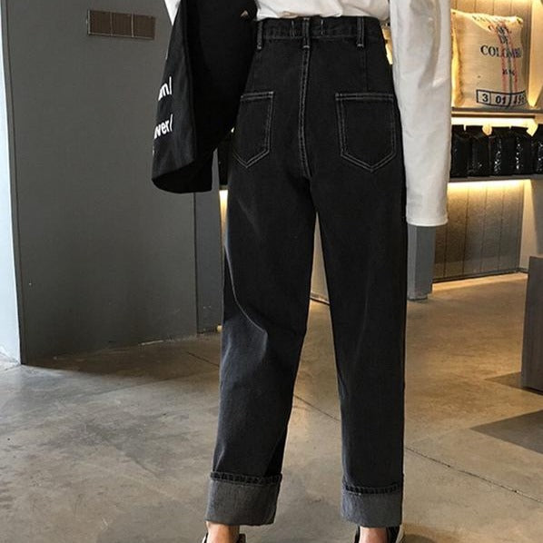 レトロなハイウエストデニムパンツ S2832
