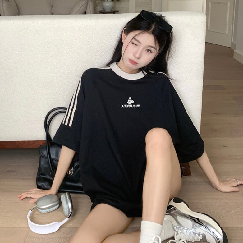 ライン柄オーバーサイズTシャツ S1369