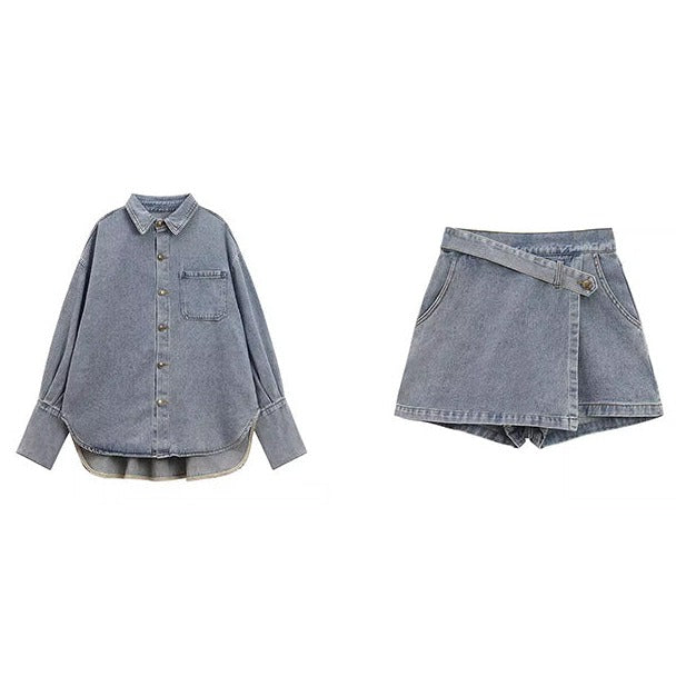 アシメデニムのクロップドセットアップ♡ S1204