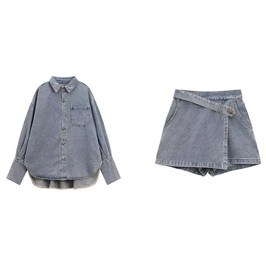 アシメデニムのクロップドセットアップ♡ S1204