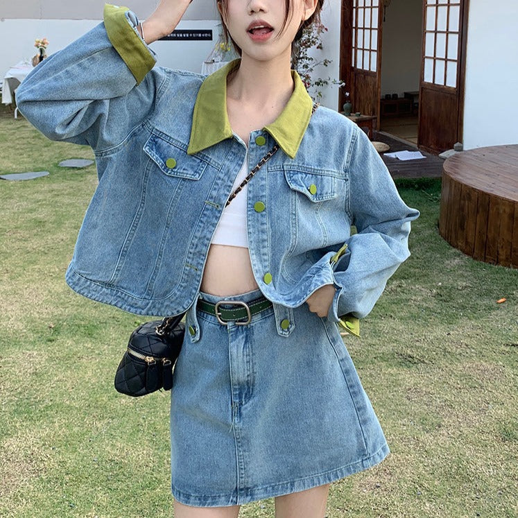 ポロ襟デニムセットアップ♡大人可愛い着こなし S1909