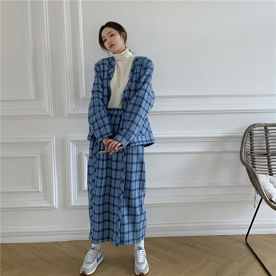 ウール混チェックセットアップ♡大人可愛いデザイン S1114