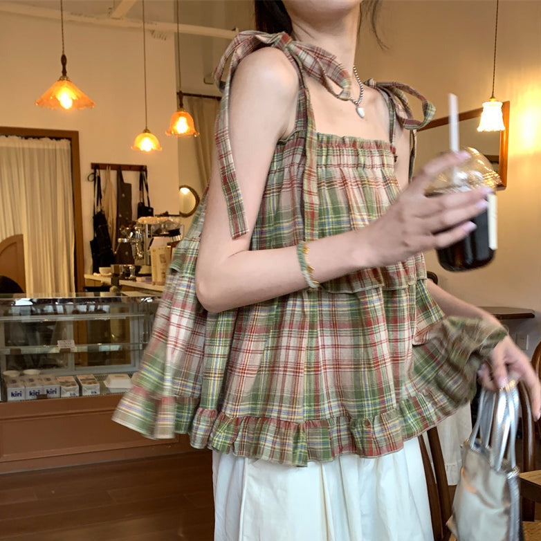 リボン肩ドットキャミ 大人可愛いワンピース S1348