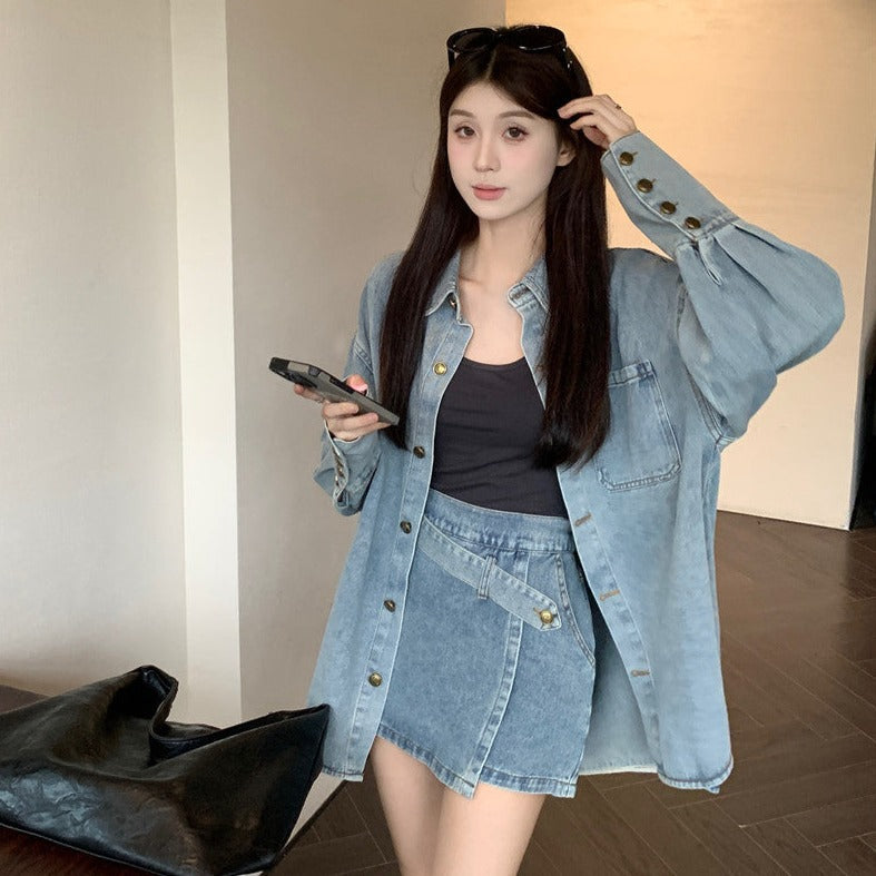 アシメデニムのクロップドセットアップ♡ S1204