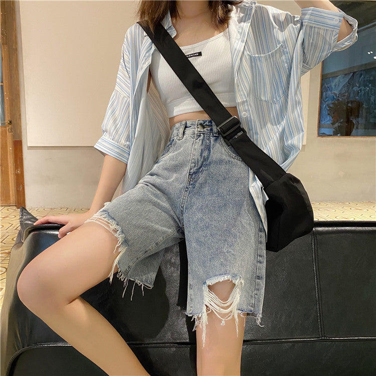 ダメージデニムハーフパンツ♡カジュアルに可愛く S1822
