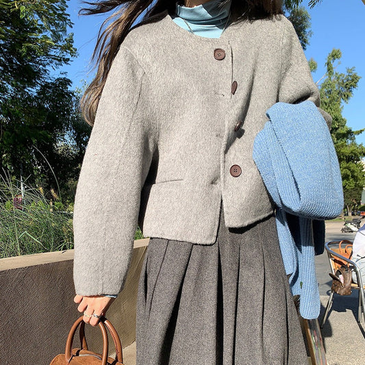 フェイクウールのゆるふわショートコート♡ S1056