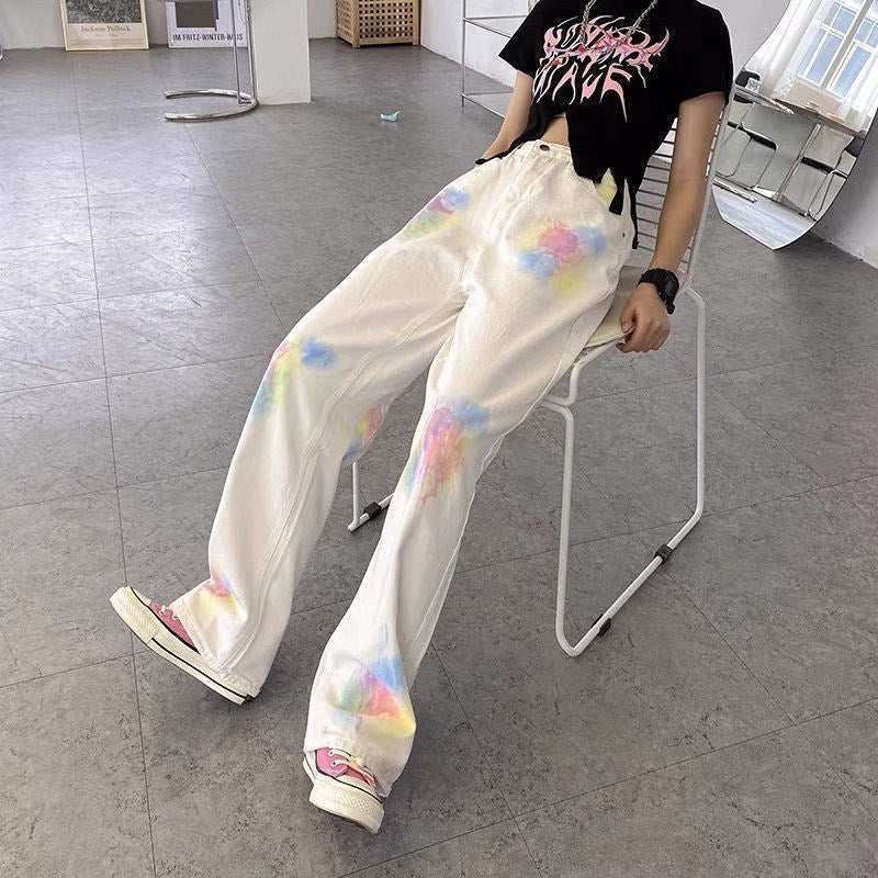 ペイントデニム ストレートパンツ♡美脚効果でカジュアルに S2644