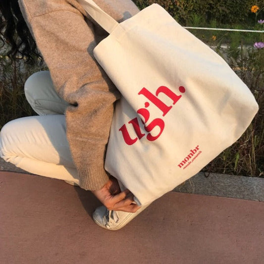 レトロなレタープリントのキャンバストートバッグ♡ S2764