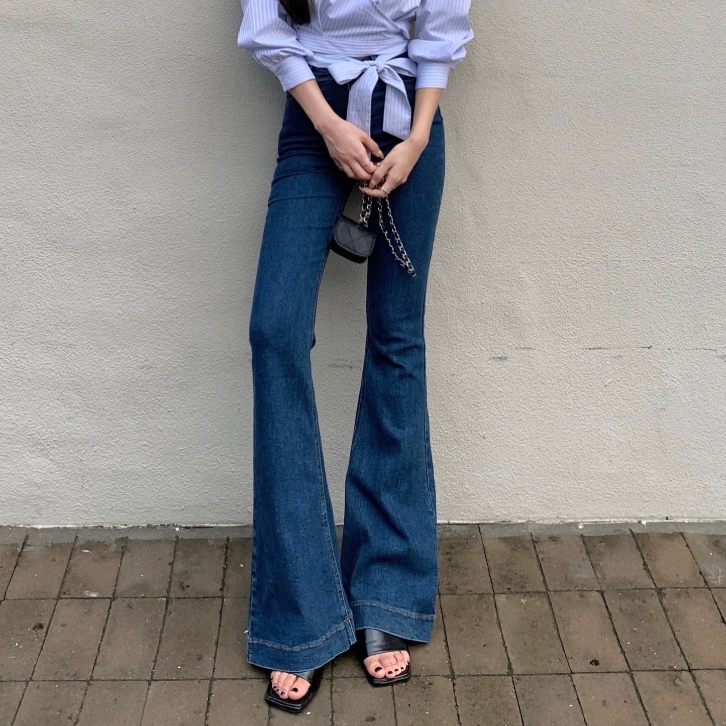 レトロなフレアデニムパンツ♡脚長効果で大人可愛い S1967