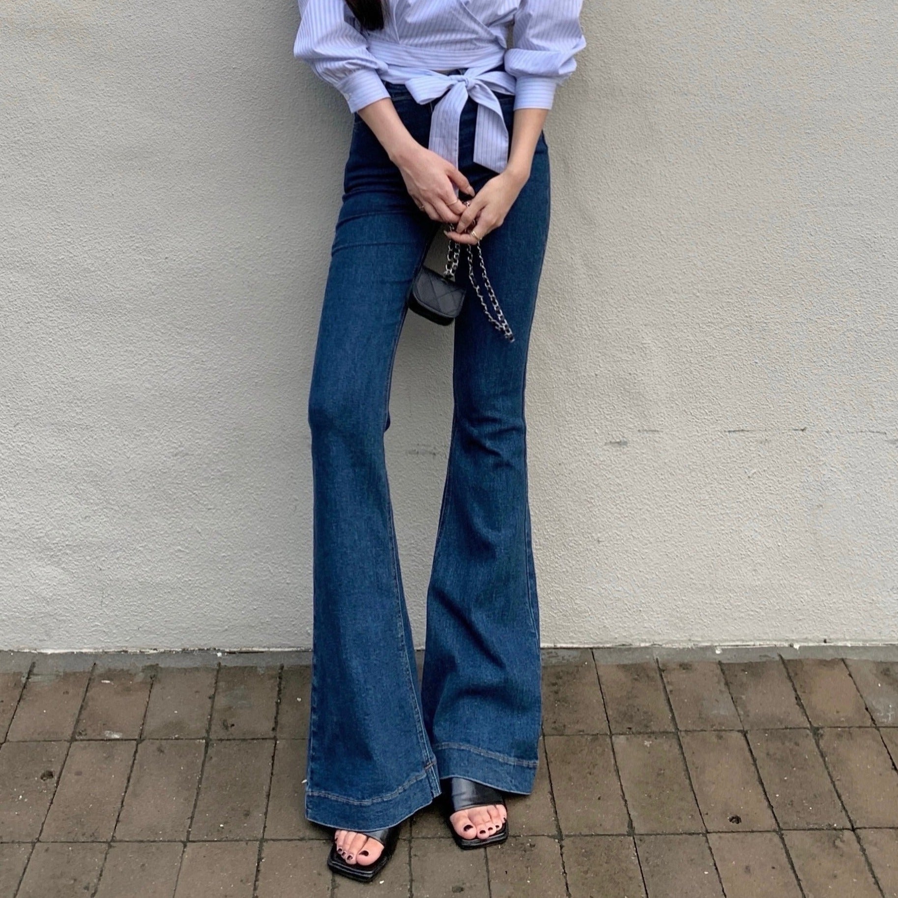 レトロなフレアデニムパンツ♡脚長効果で大人可愛い S1967