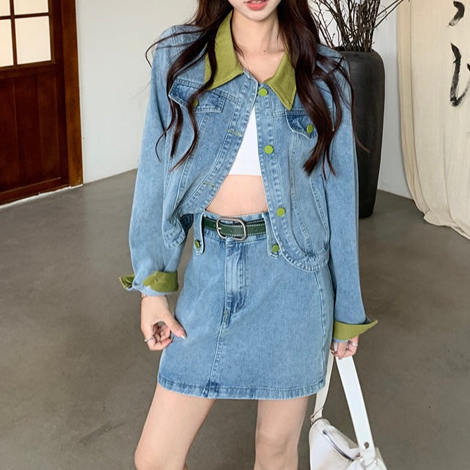 ポロ襟デニムセットアップ♡大人可愛い着こなし S1909