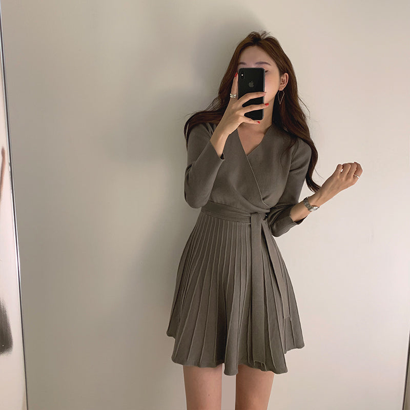 カシュクールニットワンピース♡大人可愛いワンピ S1152